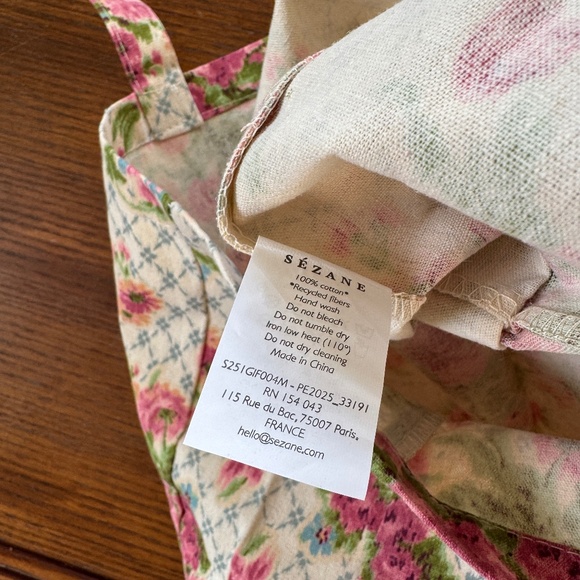 new Sézane x Andion cotton tote blue plaid pink floral print limited edition - Picture 5 of 5